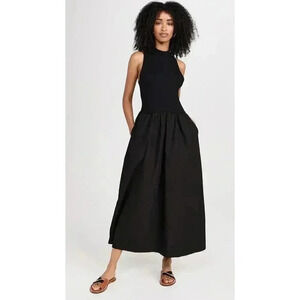 Stateside Structured Poplin Mixed Media Mock Neck Dress Size XS